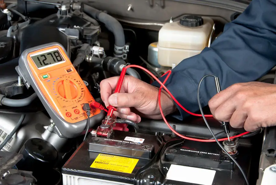 checking car battery voltage with a multimeter