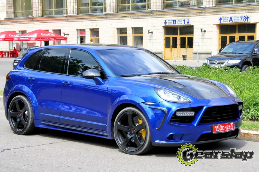 blue porsche cayenne gts turbo suv