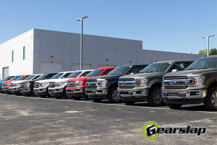 Ford Trucks at Dealership Different Trim Packages