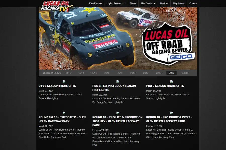 Lucas Oil Racing Series MavTV Website Screenshot 900x600 1