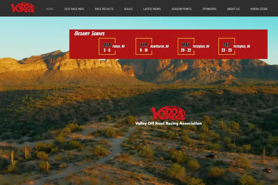 VORRA Valley Off Road Racing Association Website Screenshot 900x600 1