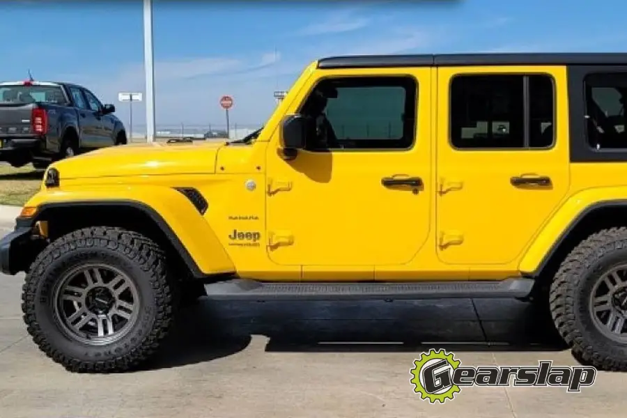 Yellow Stock Jeep Named Sunny