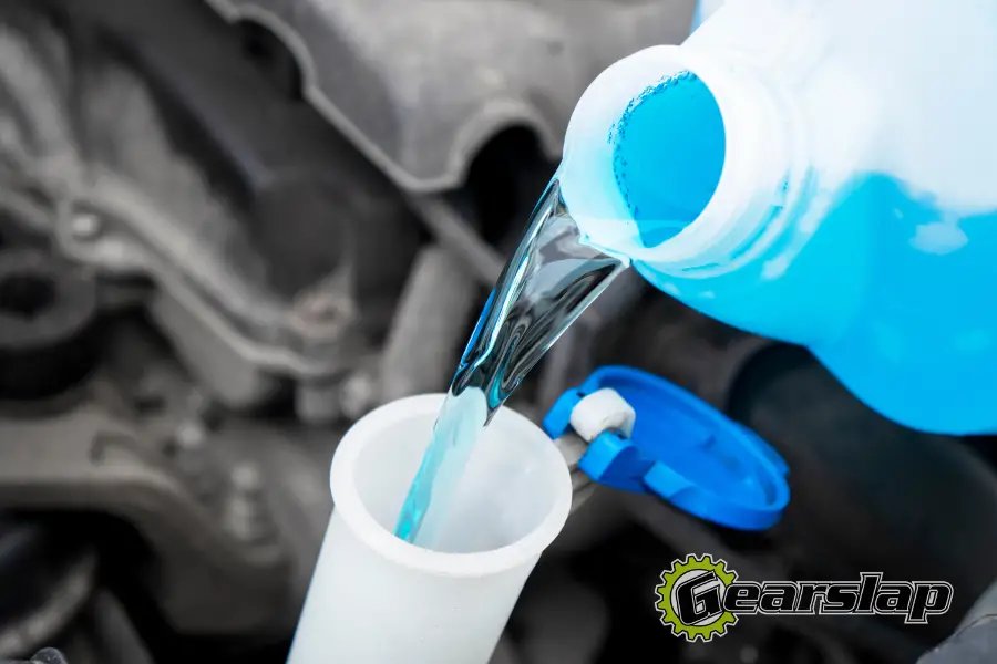 blue Washer Fluid can be mixed in the reservoir