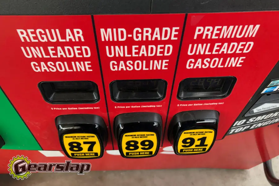 different fuel octane choices at fuel pump