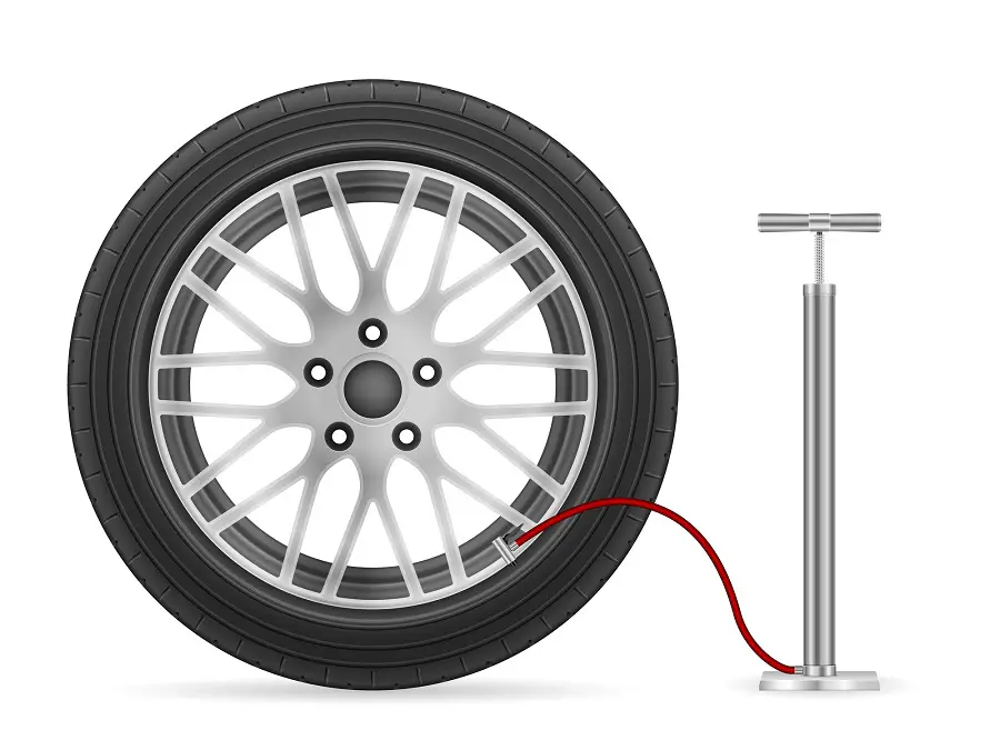 floor pump and car tire graphic